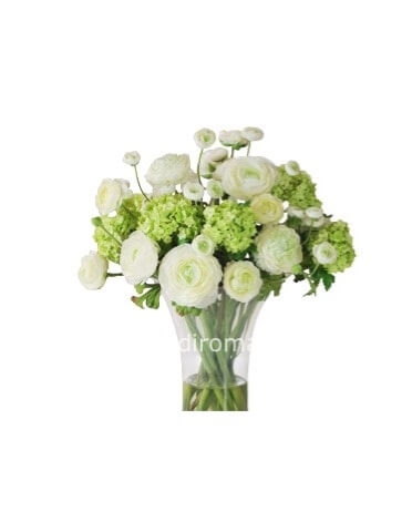Bouquet Con Fiori Assortiti Tonalità Bianco/Verde Acqua