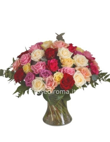 Bouquet Con 18 Roselline Di Colori Assortiti