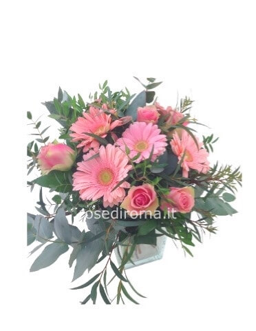 Bouquet Di Rose Rosa E Gerbere Rosa.