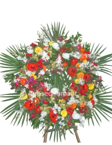 Corona Funebre Con Fiori Assortiti.